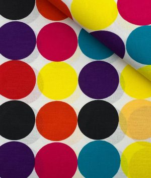 Tissu wax imprimé disque multi couleur en coton