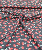 Tissu popeline de coton Cherries black red