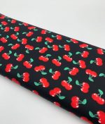 Tissu popeline de coton Cherries black red