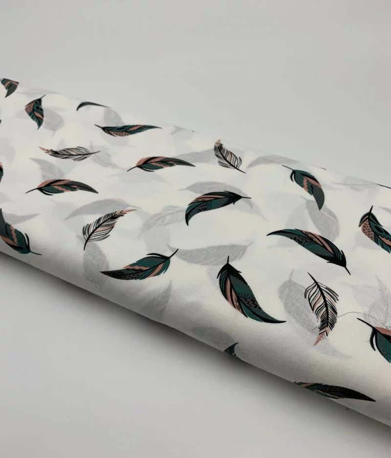 Tissu popeline de coton Feathers white