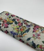 Tissu jersey lurex imprimé fleuri couleur écru
