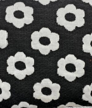Tissu jacquard tricoté à fleurs en couleur noir et blanc