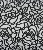 Tissu jacquard tricoté roses noir et blanc