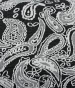 Tissu jacquard tricoté paisley noir et blanc