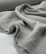 Tissu double gaze de coton uni - gris