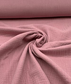 Tissu double gaze de coton uni - Dusky rose