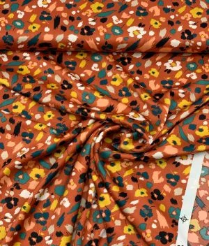 Tissu satin stretch Kermesse brique