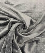 Tissu velours stretch strass gris