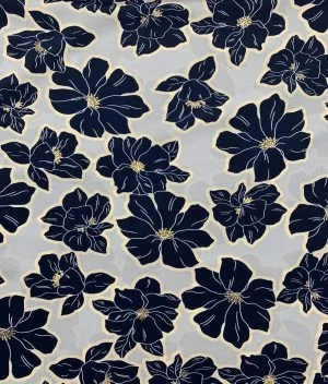 Tissu satin bleu fleuris gofuku by Penelope 1