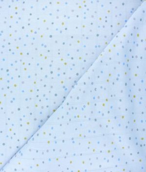 Tissu jersey de coton double lange dots bleu ciel au mètre