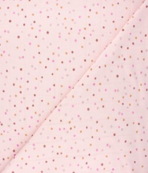 Tissu jersey de coton double lange dots rose clair au mètre