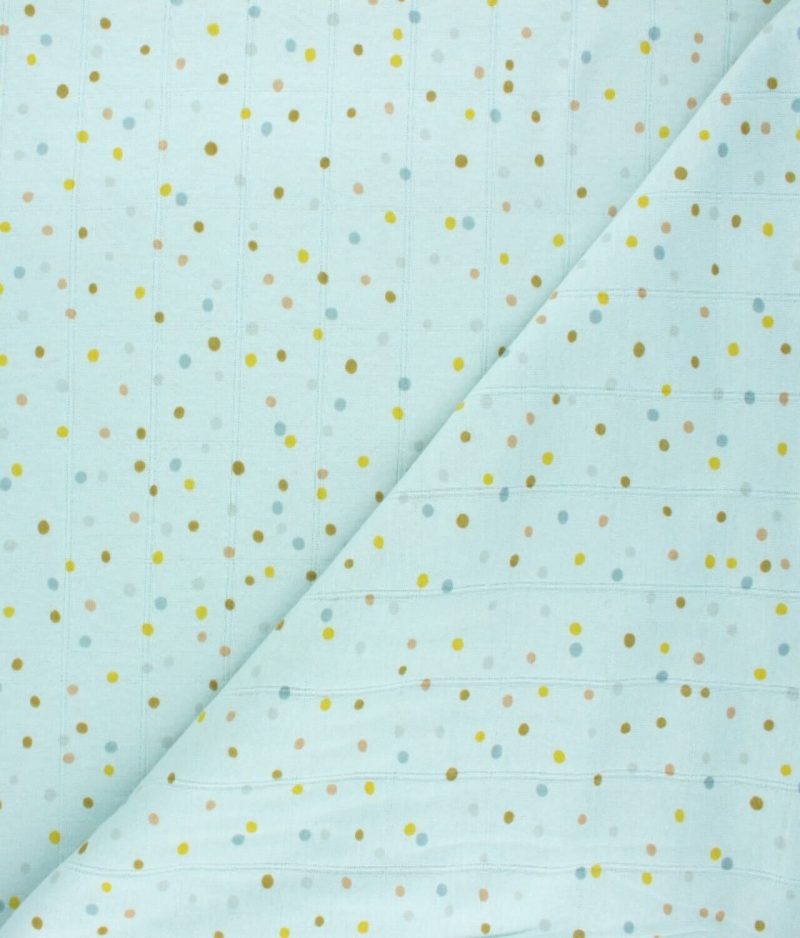Tissu jersey de coton double lange dots vert sauge au mètre