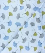 Tissu jersey de coton double lange ginkgo bleu ciel au mètre