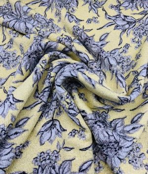 Tissu jersey floral lurex jaune