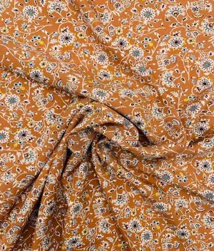 tissu popeline de viscose folklore terracota