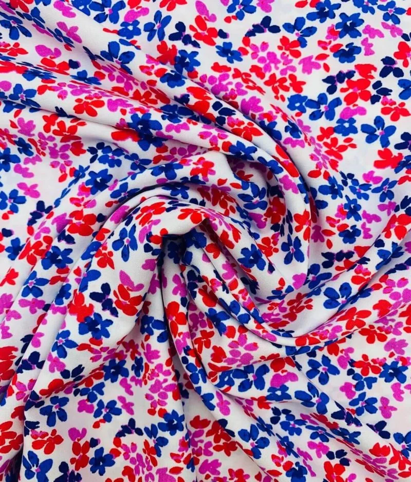 Tissu viscose fleur fushia